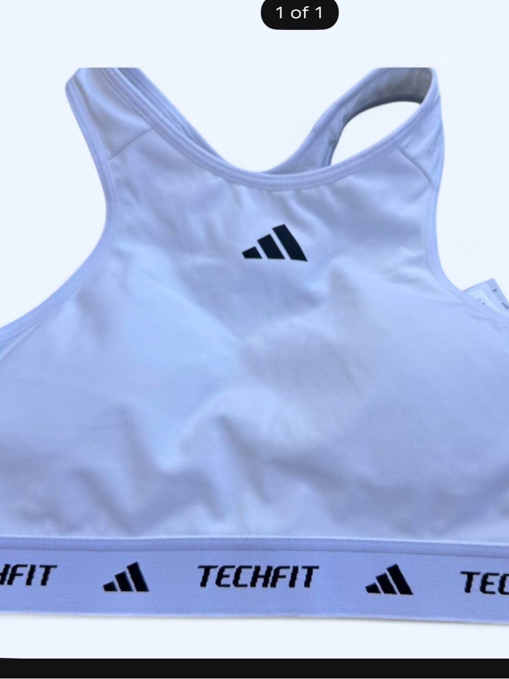 adidas White Sports Bra with Black Logo Detail